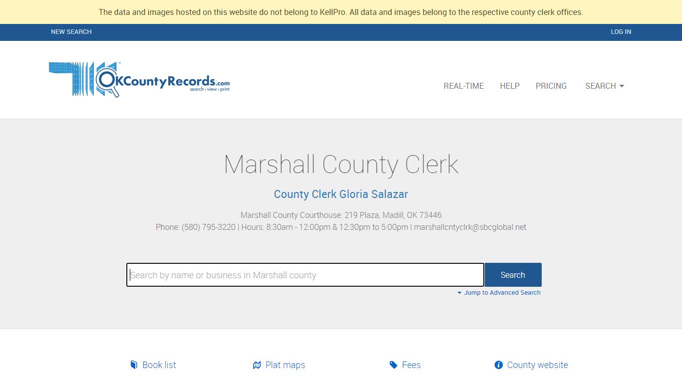 Marshall County - County Clerk Public Land Records for Oklahoma